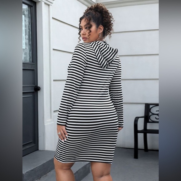 Heart Hips Black and White Raglan Midi Dress - Picture 6 of 8